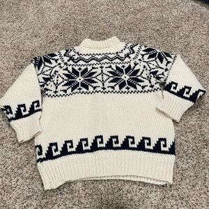 Vintage Woolmark Greek Fair Isle Christmas Sweater 100% Wool Unisex